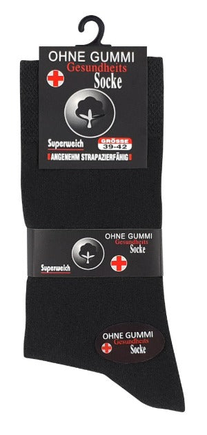 4 paar "COMFORT" diabetes sokken zonder elastische tailleband in zwart