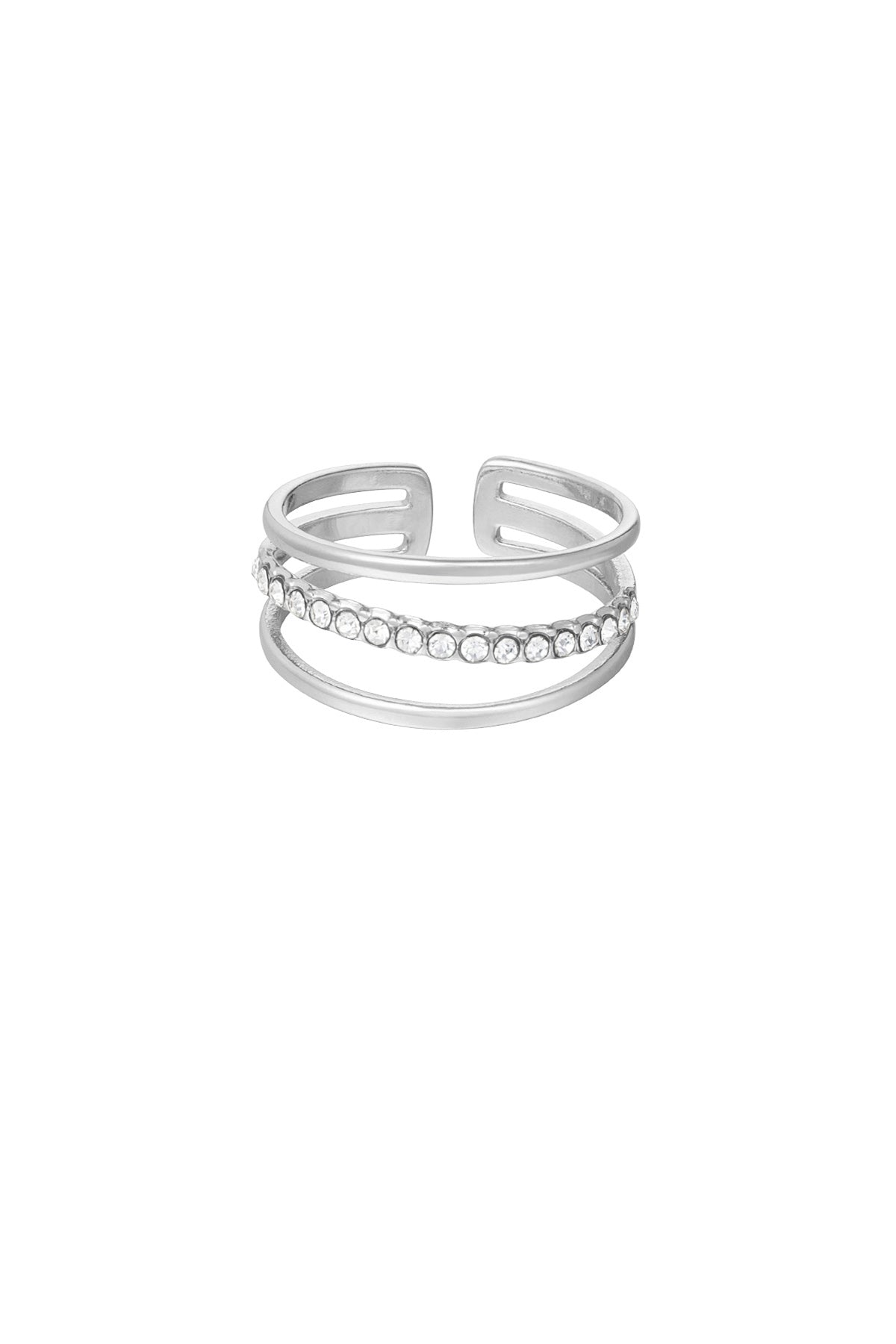ring drie laags met rij steentjes