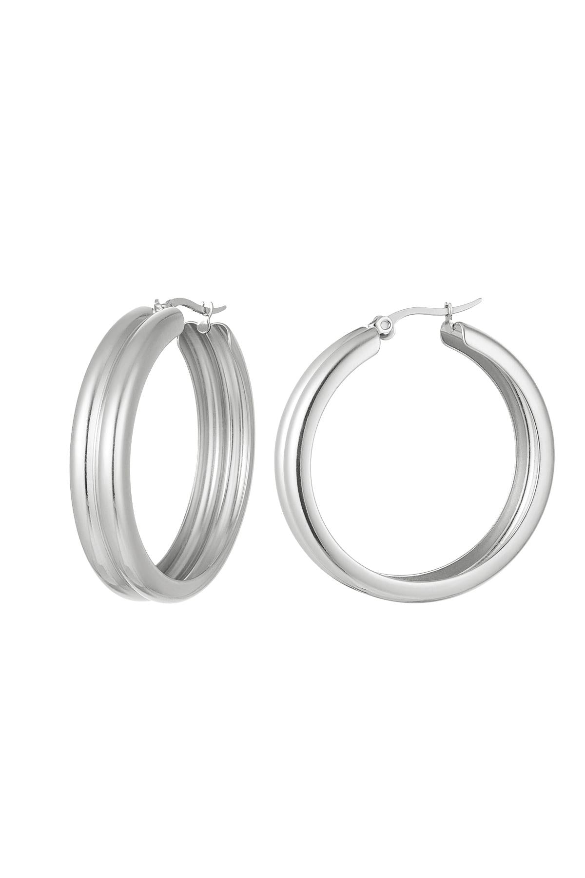 Oorringen met ribbel Goud kleur Stainless Steel