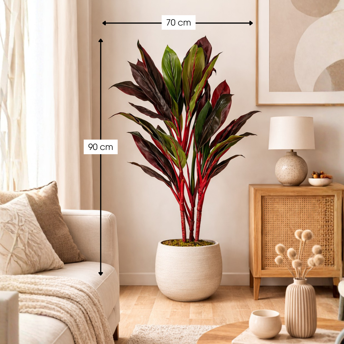 Kunstpflanze Cordyline Rot