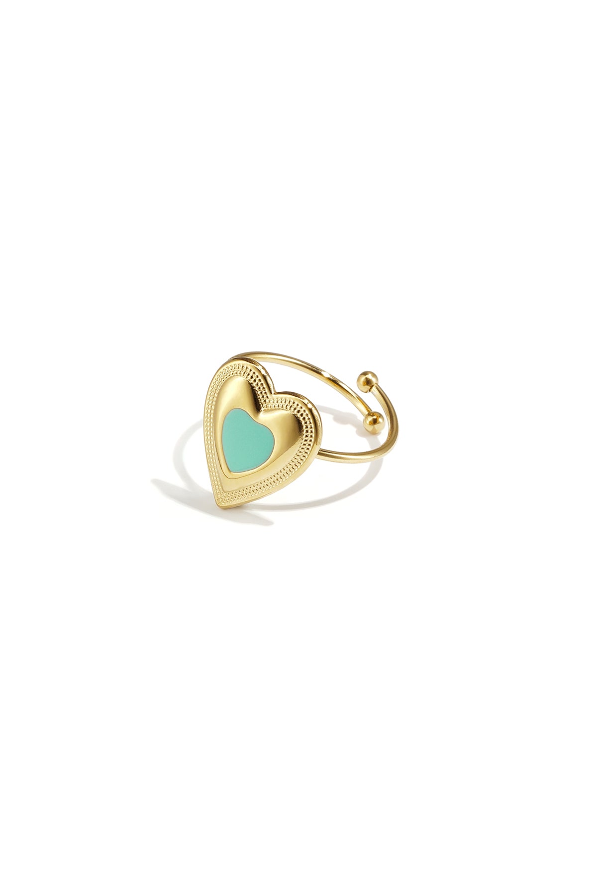 Verstelbare statement ring met gekleurd hart