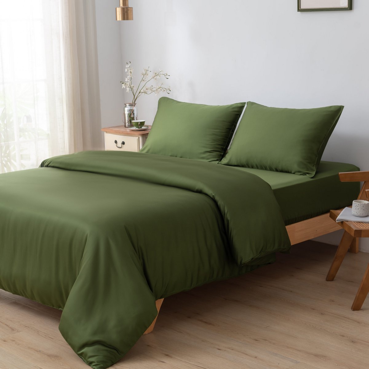 Donkergroen Bamboe Beddengoedset 2-persoons – 400TC Tanboocel - Deep Moss