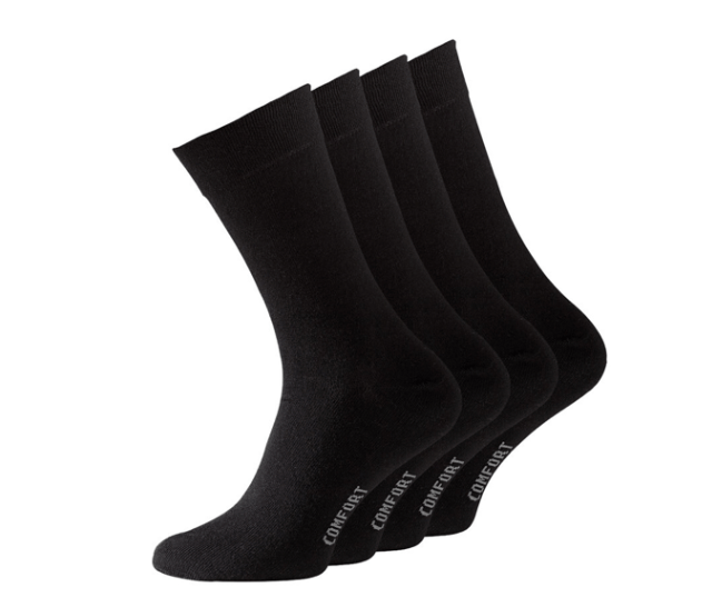 4 Paar Diabetikersocken – ohne Gummibund – KOMFORT schwarz