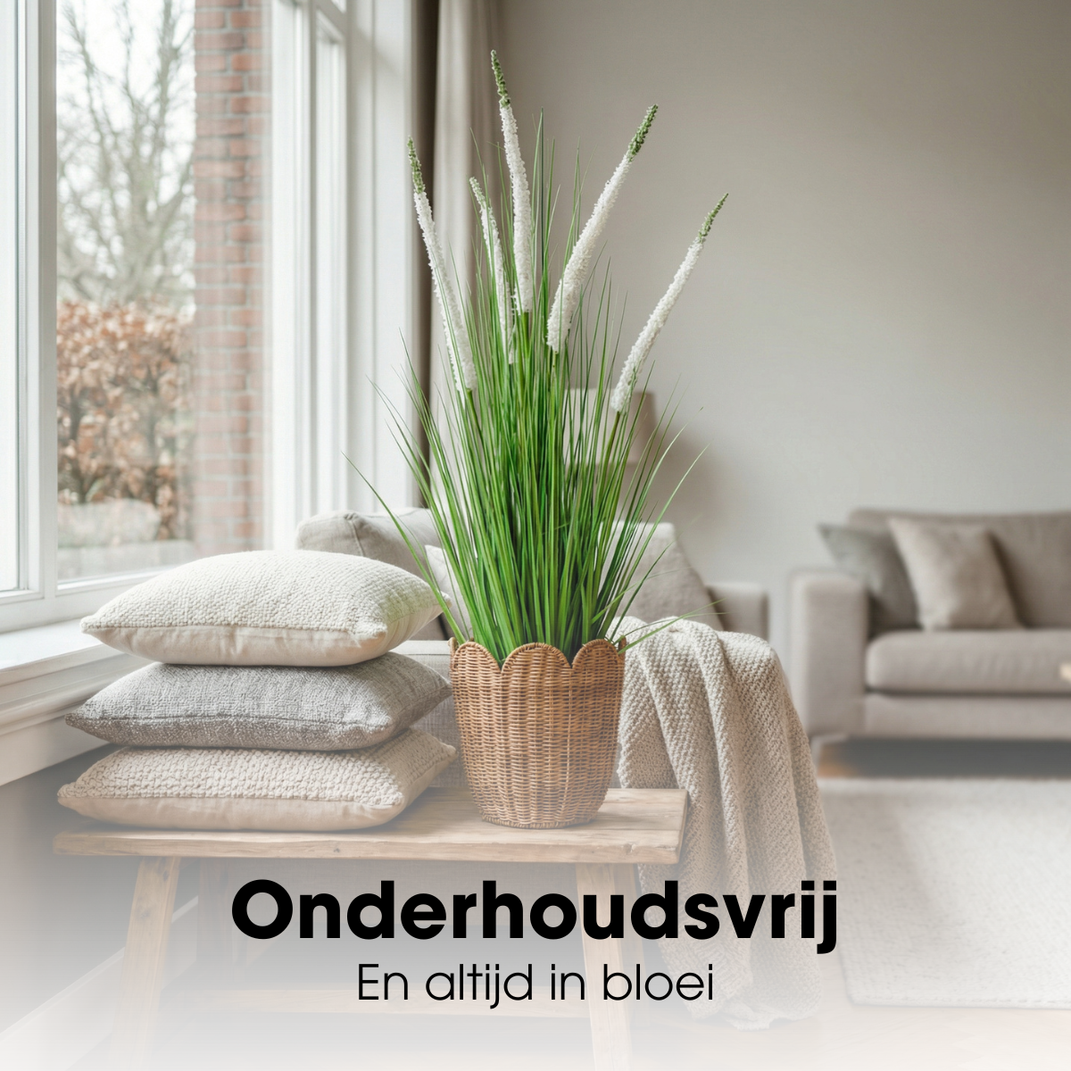Kunstplant Siergras Wit