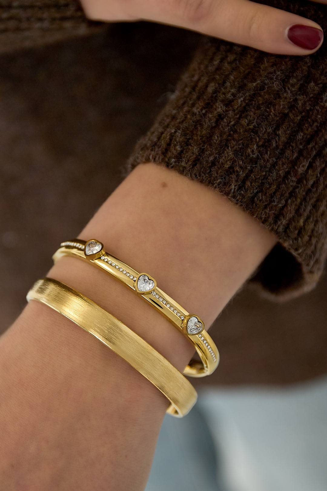 Armbanden van roestvrij staal met hart, casual, dagelijks, eenvoudig, serie, damessieraden