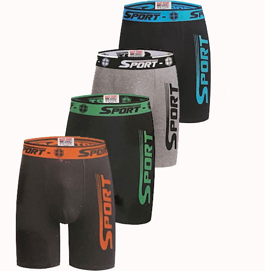4 stuks sport Katoen Herenboxershorts Met Lange Pijpen
