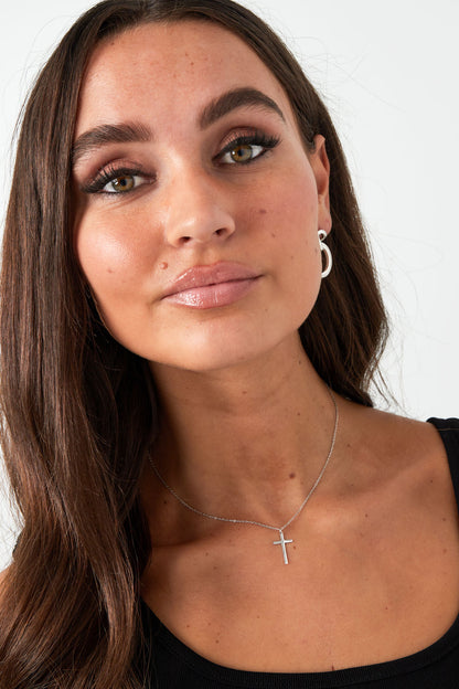 Necklace cross charm - Silver Color color