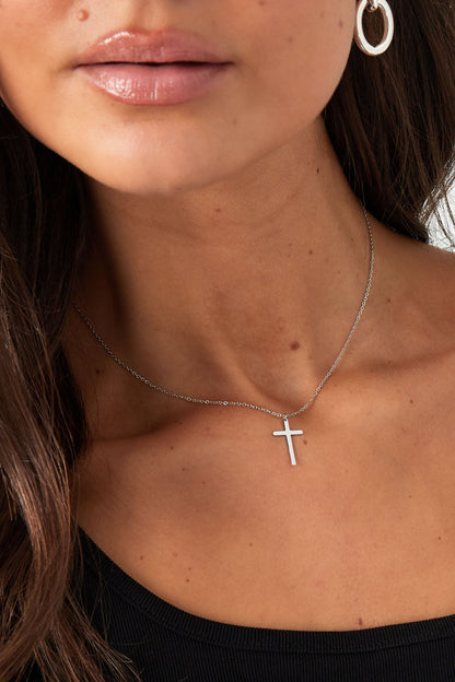 Necklace cross charm - Silver Color color