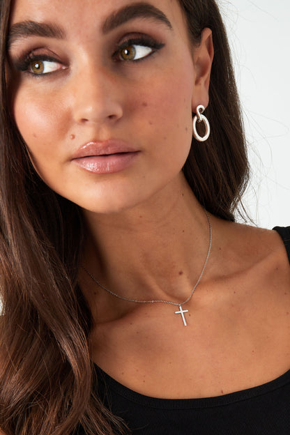 Necklace cross charm - Silver Color color
