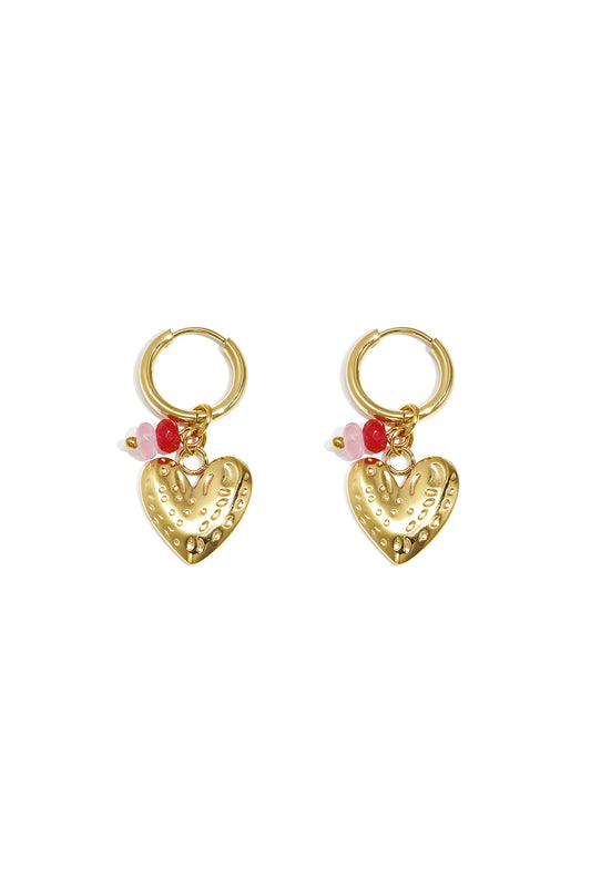Oorringen met hart en kralen