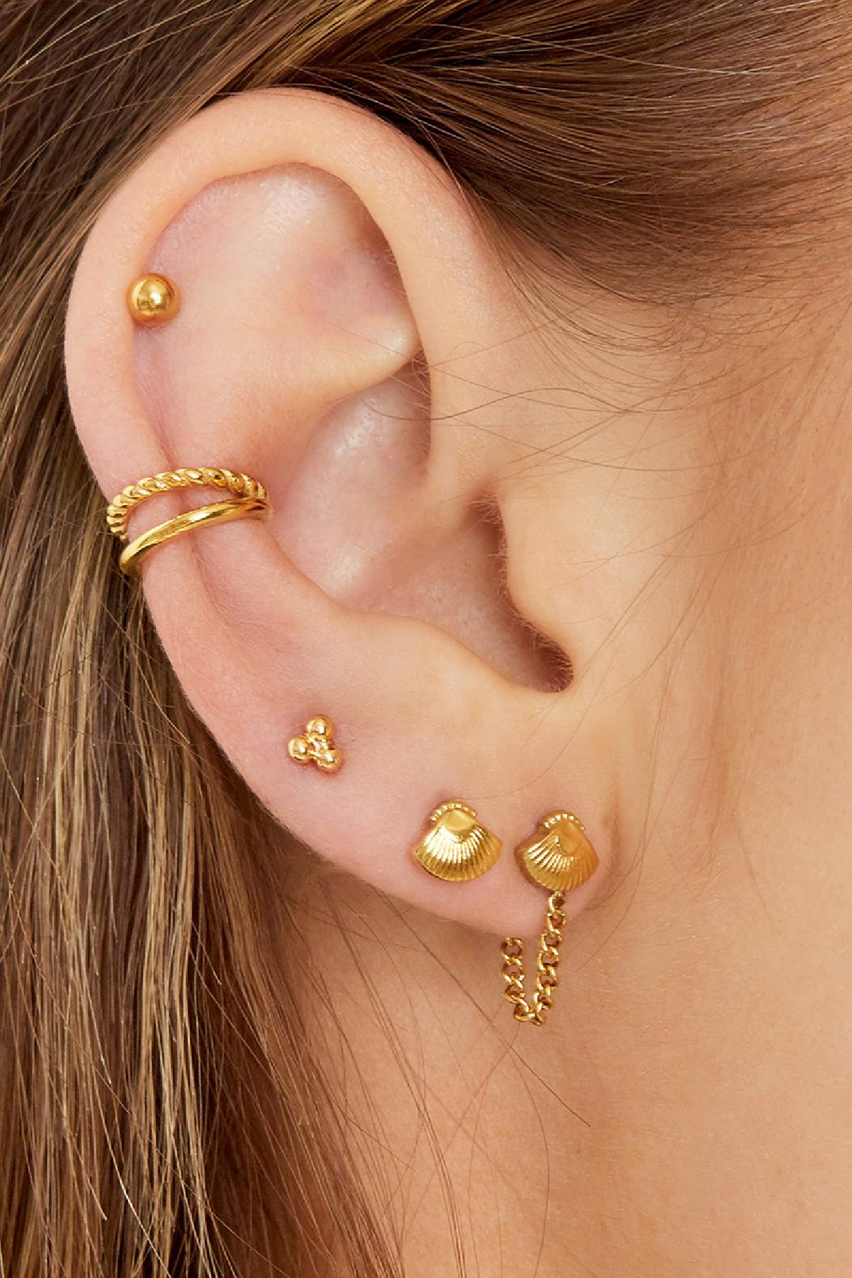 Double earcuff rope & smooth Gold Color Stainless Steel
