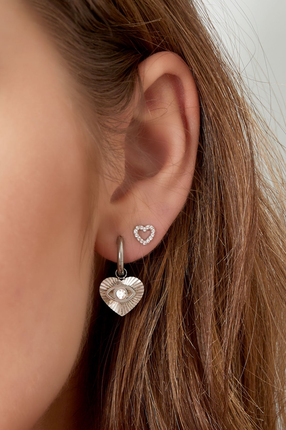 Ear stud heart - Gold Color Copper