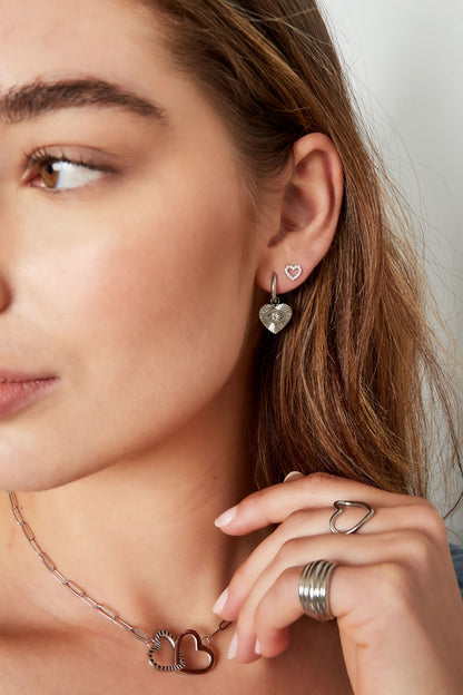 Ear stud heart - Gold Color Copper