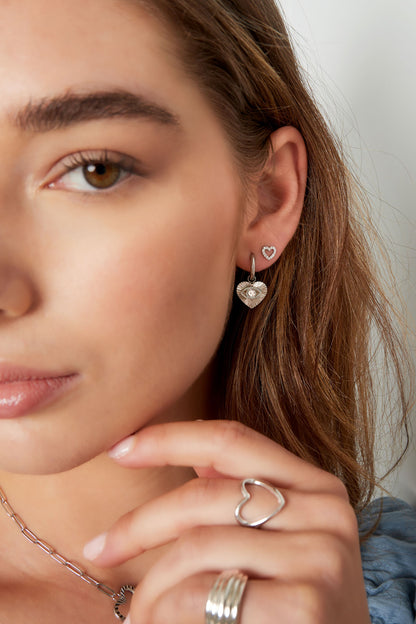 Ear stud heart - Gold Color Copper