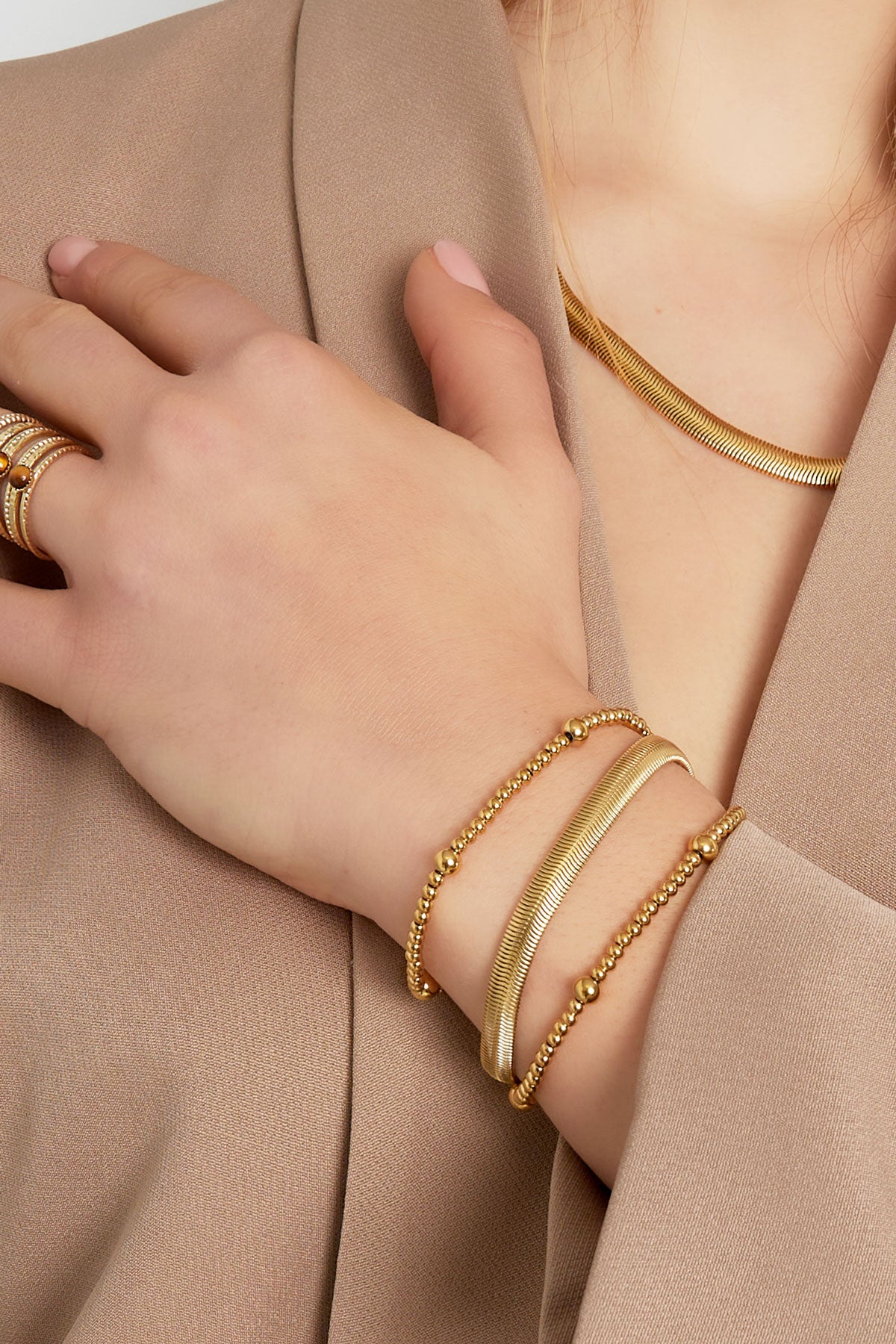 Armband plat grof - Goud kleur-6.0MM