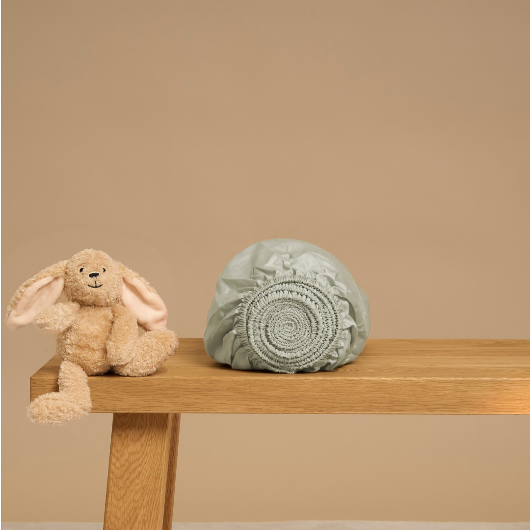Kids - Hoeslaken TENCEL™ Sateen Grijs Groen