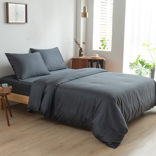 Donkerblauw Bamboe Beddengoedset 1-persoons – 400TC Tanboocel - Space Blue