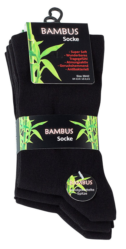 3 paar BAMBOE sokken met versterkte teen en hiel in zwart