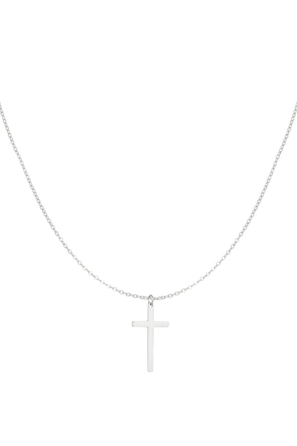 Necklace cross charm - Silver Color color