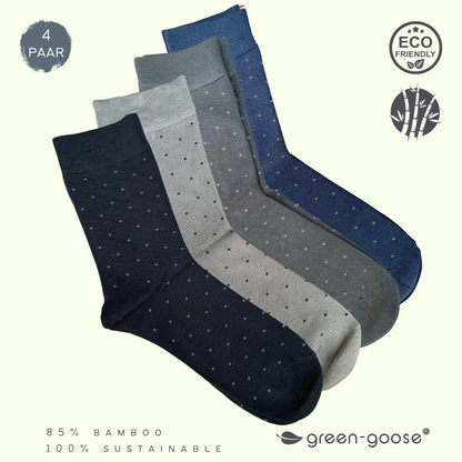 green-goose Bamboe Herensokken - 4 Paar - Stippen - 85% Bamboe