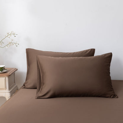 Donkerbruine bamboe kussenslopen Premium - Coffee Brown – Set van 2 – 400TC Tanboocel
