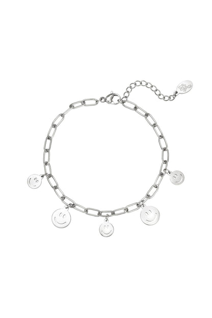 Armband meerdere smileys Goud kleur Stainless Steel