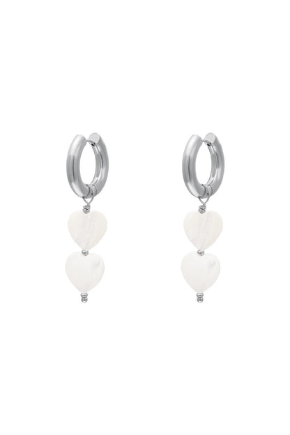 Parelhartjes oorbellen - #summergirls collection Wit Goud kleur Schelpjes