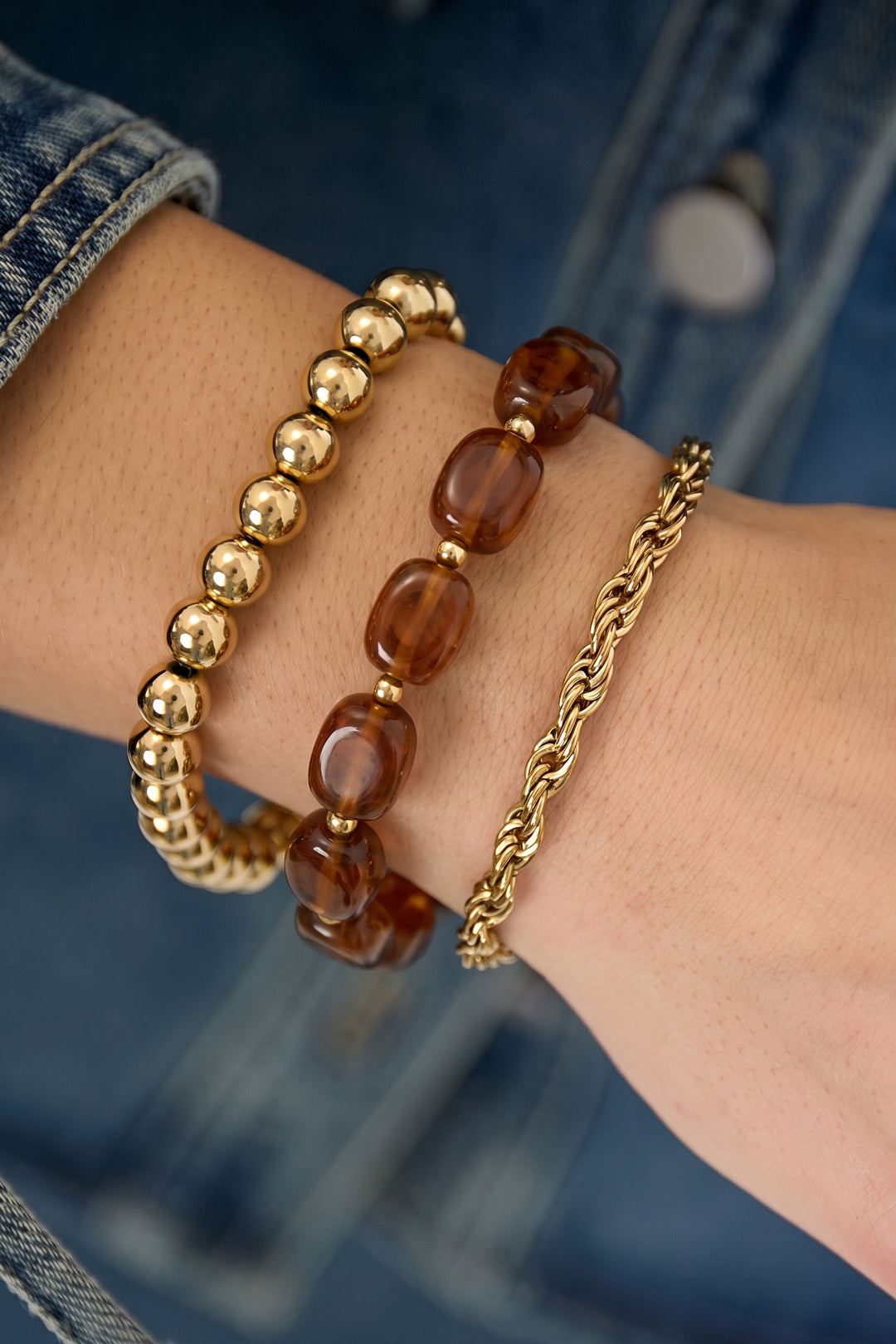 Armbandenset met asymmetrische kralen