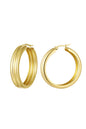 Oorringen met ribbel Goud kleur Stainless Steel