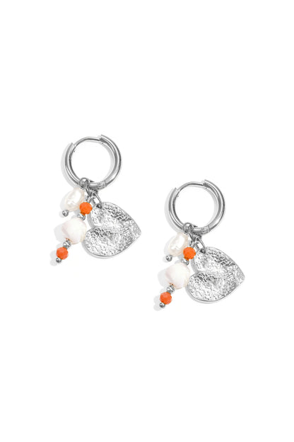 Oorbellen met kralen en hart charm