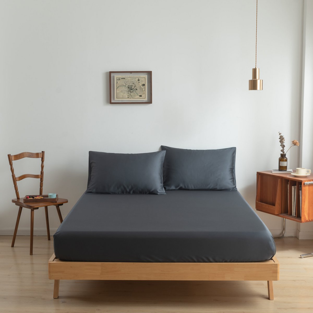 Donkerblauw bamboe Hoeslaken Premium - t/m 30cm - 400TC Tanboocel - Space Blue