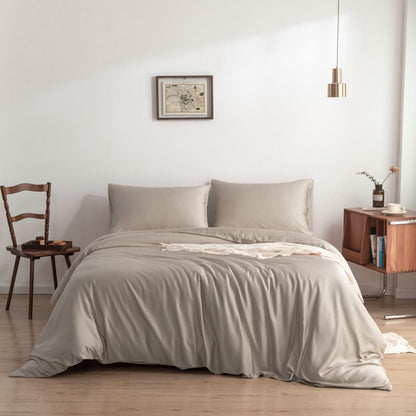 Beige Bamboe Beddengoedset 1-persoons – 400TC Tanboocel - Soft Taupe