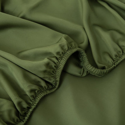 Donkergroen Bamboe Beddengoedset 1-persoons – 400TC Tanboocel - Deep Moss