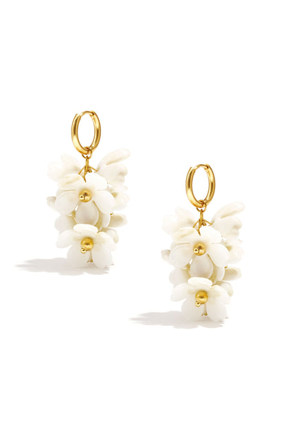 Oorringetjes met hangende krans bloemen