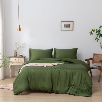 Donkergroen bamboe dekbedovertrek Premium - 400TC Tanboocel - 100% bamboe Deep Moss