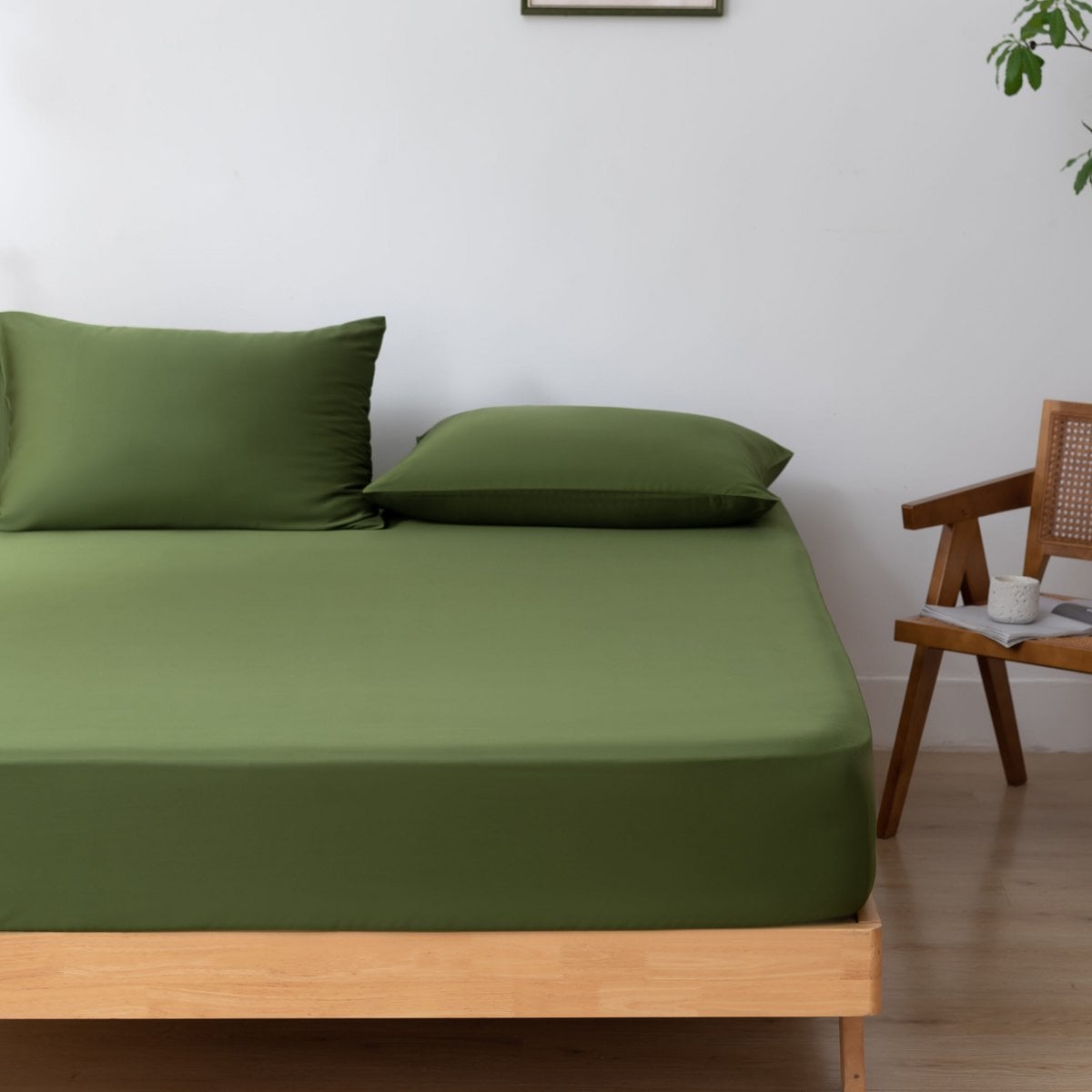Donkergroene bamboe kussenslopen Premium - Deep Moss – Set van 2 – 400TC Tanboocel