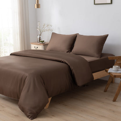 Donkerbruin bamboe dekbedovertrek Premium - 400TC Tanboocel - 100% bamboe Coffee Brown