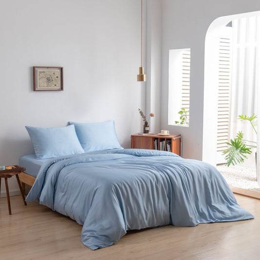 Lichtblauw Bamboe Beddengoedset 2-persoons – 400TC Tanboocel - Sky Blue
