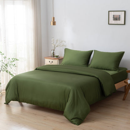 Donkergroen Bamboe Beddengoedset 1-persoons – 400TC Tanboocel - Deep Moss