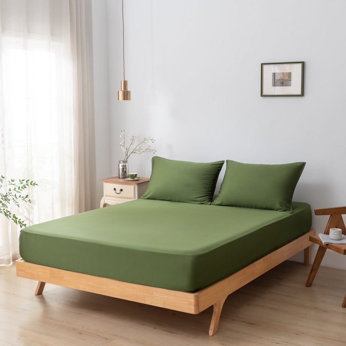 Donkergroen Bamboe Beddengoedset 2-persoons – 400TC Tanboocel - Deep Moss