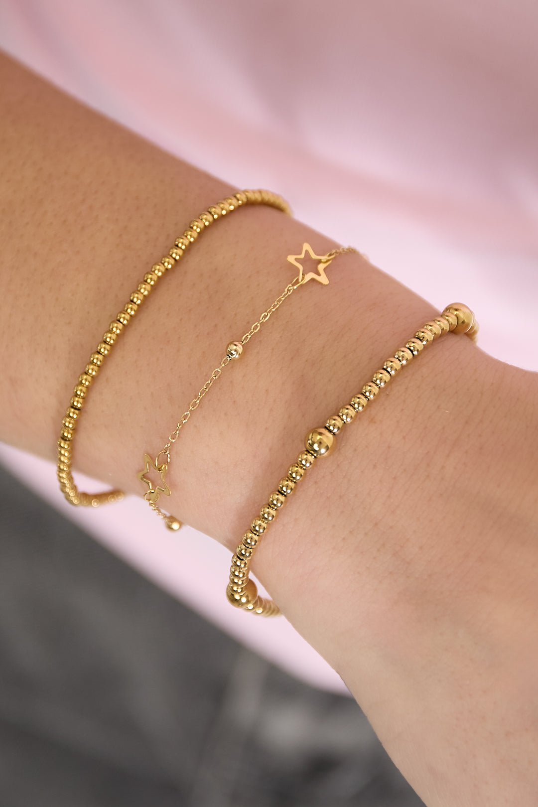 Bracelet Beady Gold Color Stainless Steel