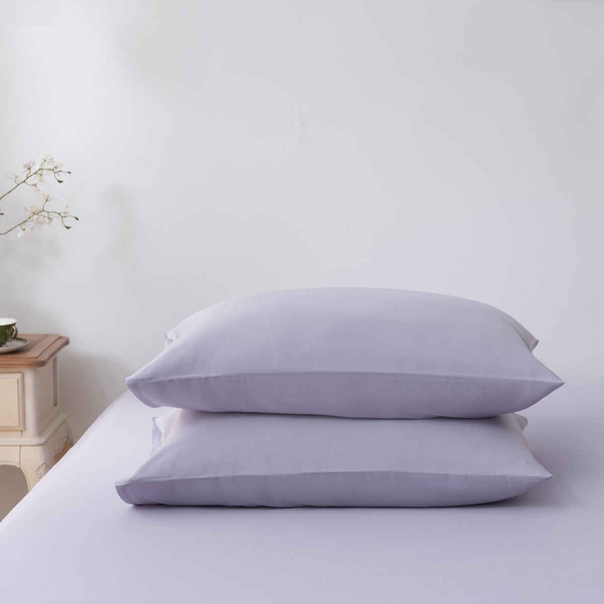 Lila bamboe kussenslopen - Lavender Mist – Set van 2 – 400TC Tanboocel