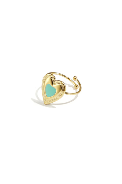 Verstelbare statement ring met gekleurd hart