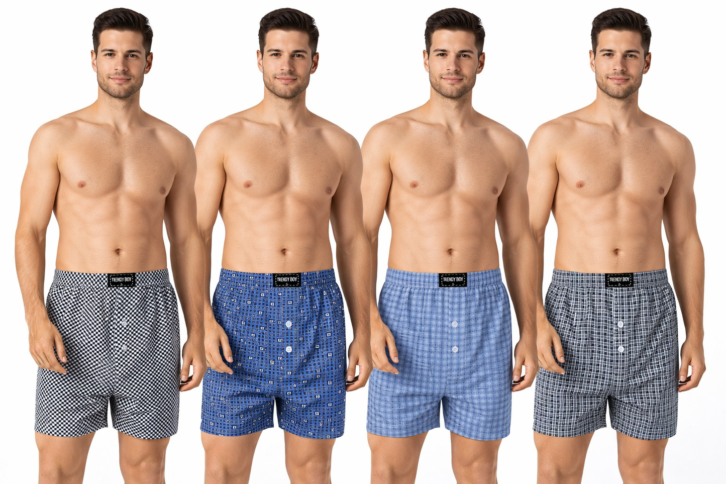 4 stuks Wijde boxershorts heren – los & comfortabel