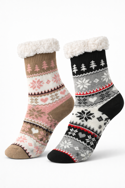 2 paar Anti-slip huissokken dames – warm & comfortabel