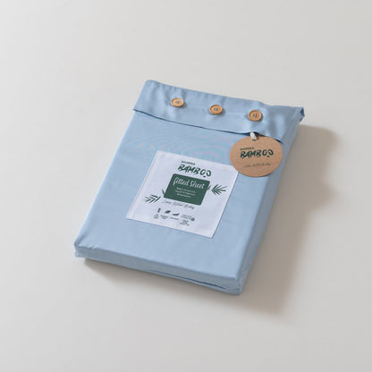 Lichtblauw bamboe Hoeslaken Premium - t/m 30cm - 400TC Tanboocel - Sky Blue