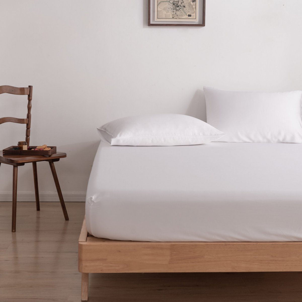 Wit bamboe Hoeslaken Premium - t/m 30cm - 400TC Tanboocel - Coco White