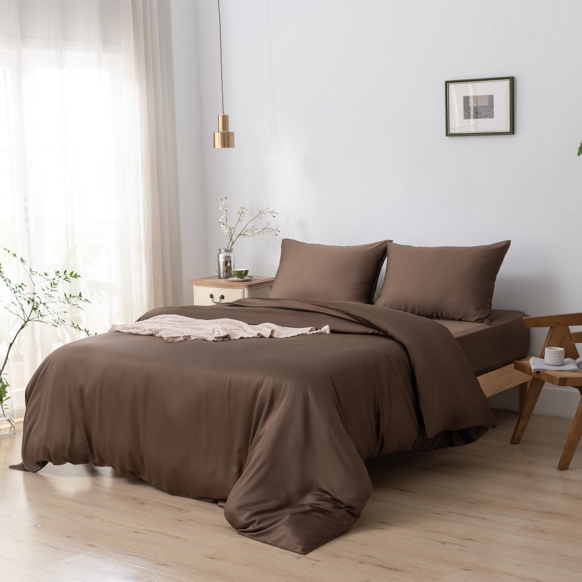 Donkerbruin Bamboe Beddengoedset 2-persoons – 400TC Tanboocel - Coffee Brown