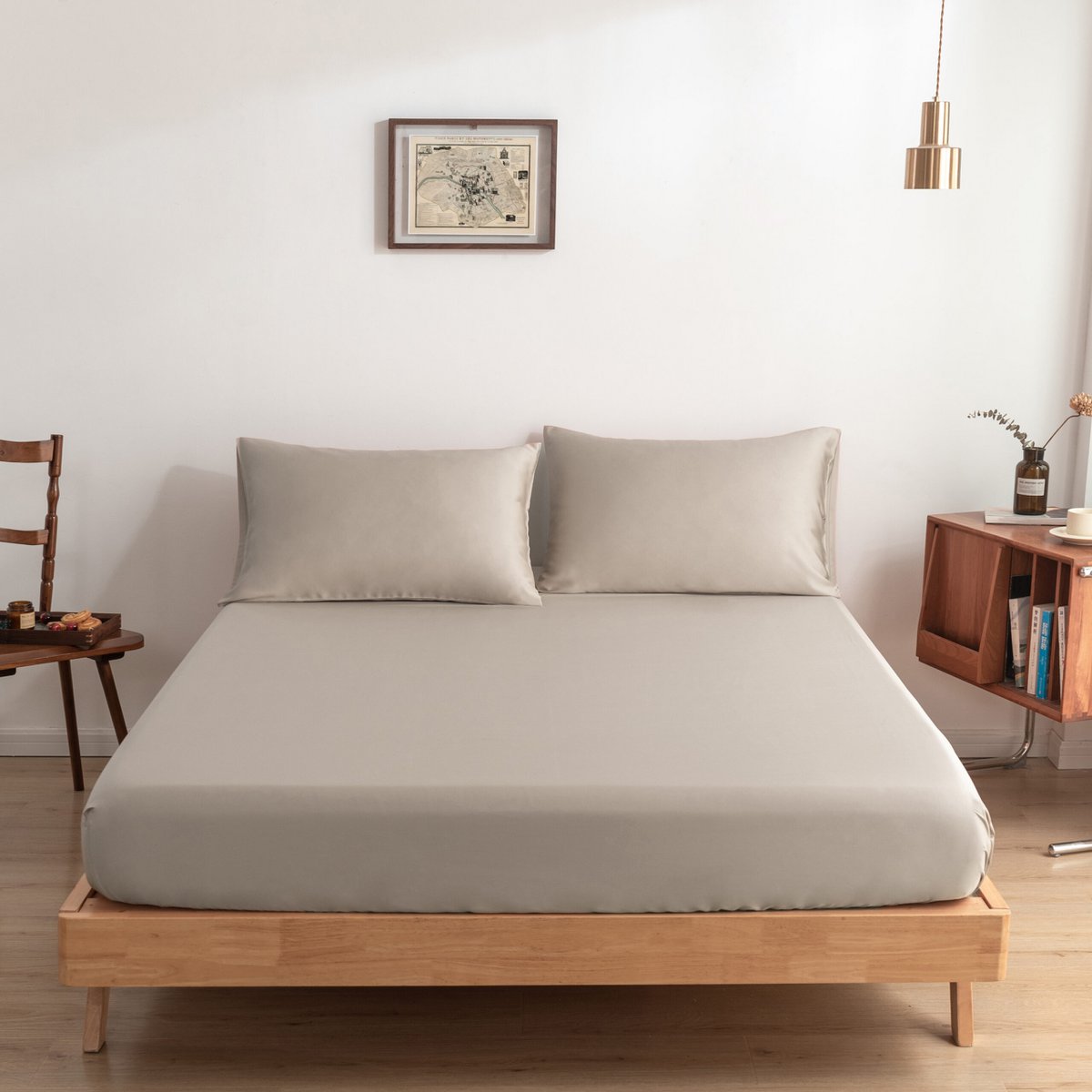 Beige bamboe Hoeslaken Premium - t/m 30cm - 400TC Tanboocel - Soft Taupe
