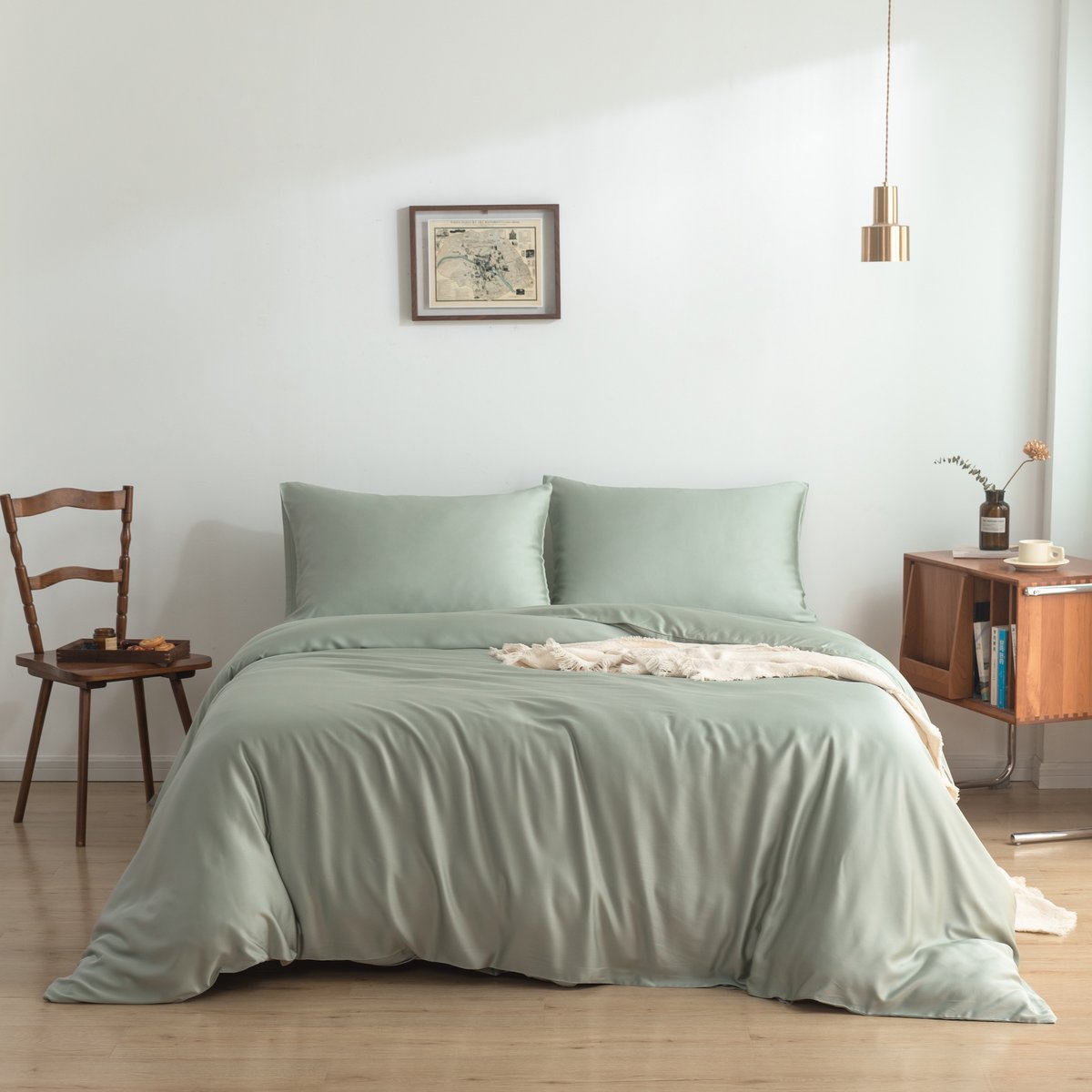 Lichtgroen bamboe dekbedovertrek Premium - 400TC Tanboocel - 100% bamboe - Sage Green